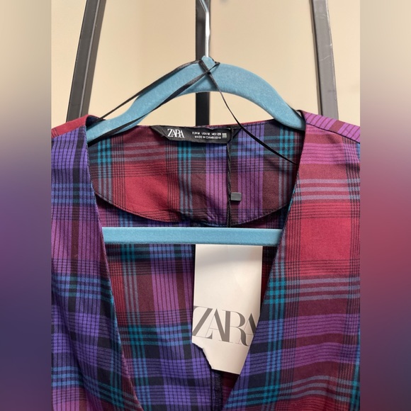 Zara beautiful women’s short sleeve plaid shirt - Picture 3 of 6
